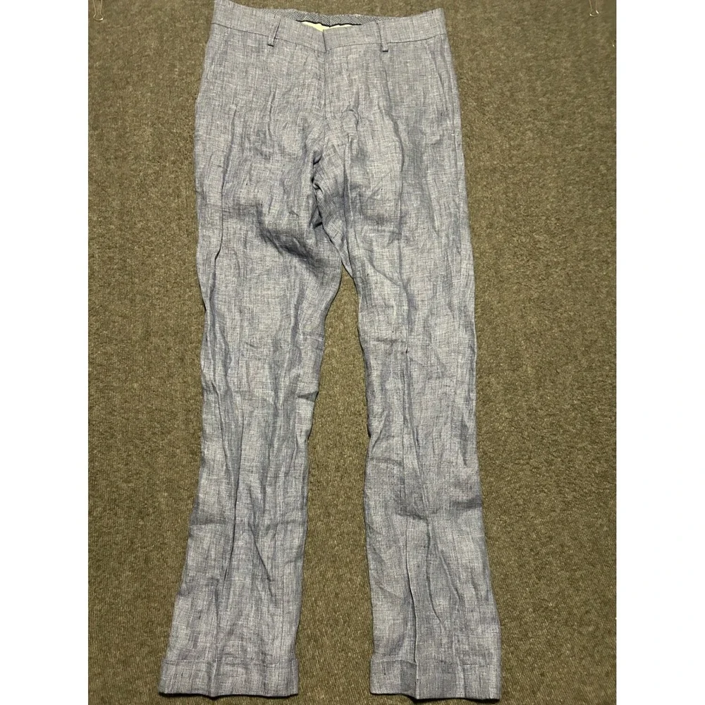 Baird mcnutt murano alex fit linen pants cuffed blue mens fit 30X31 (tag 30X32)